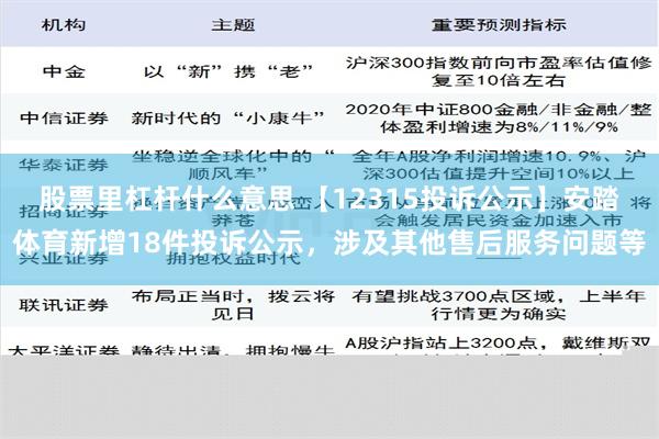 股票里杠杆什么意思 【12315投诉公示】安踏体育新增18件投诉公示，涉及其他售后服务问题等