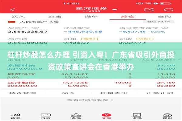 杠杆炒股怎么办理 引资入粤！广东省吸引外商投资政策宣讲会在香港举办