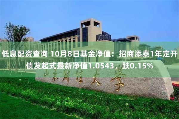 低息配资查询 10月8日基金净值：招商添泰1年定开债发起式最新净值1.0543，跌0.15%