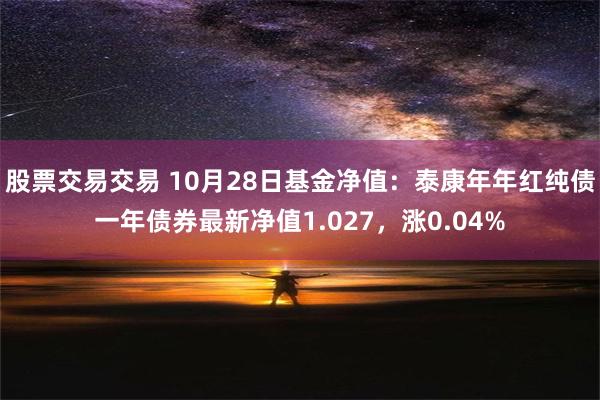 股票交易交易 10月28日基金净值：泰康年年红纯债一年债券最新净值1.027，涨0.04%